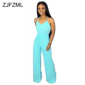 

Spaghetti Strap Rompers Womens Jumpsuit Deep V Neck Cross Backless Wide Leg Bodysuit Summer Sleeveless Loose Full Length Overall