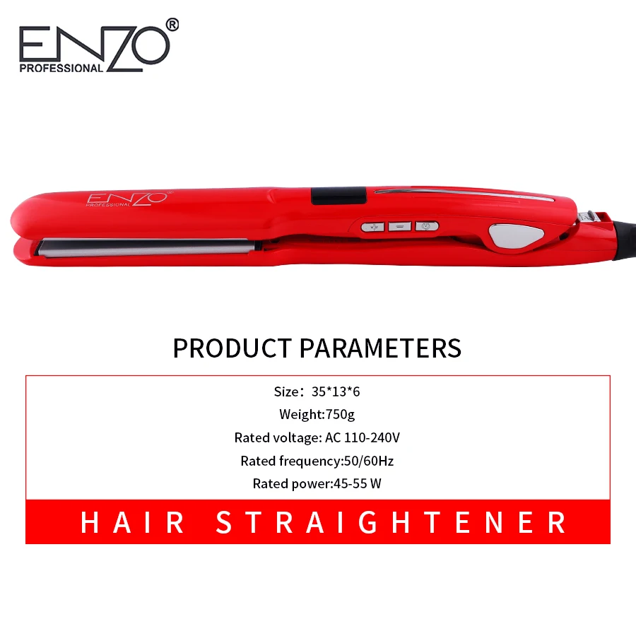 ENZO Professional керамика турмалин ионной Flat Iron ЖК дисплей выпрямитель для волос выпрямляет и кудри с регулируемой темп