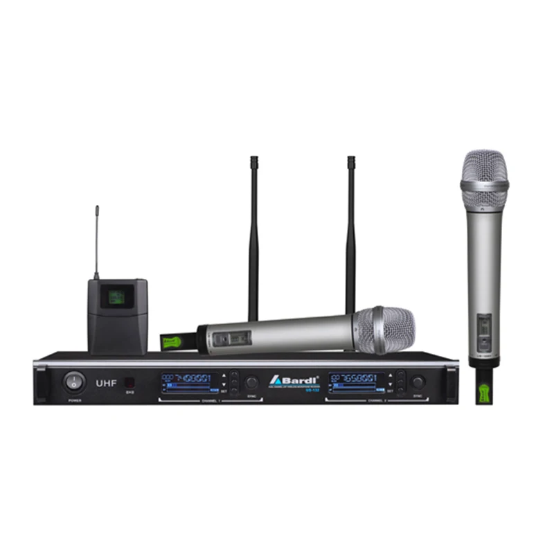

Bardl US-132 2 Channels UHF infrared frequency LCD 200 frequency adjustable wireless microphone /handheld, lavalier, headset