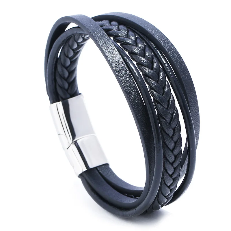

Braided Hand Made Mens Bracelets 2019 For Men Jewelry Charm Black Wrap Bracelet Accessories Wholesale Black Brown