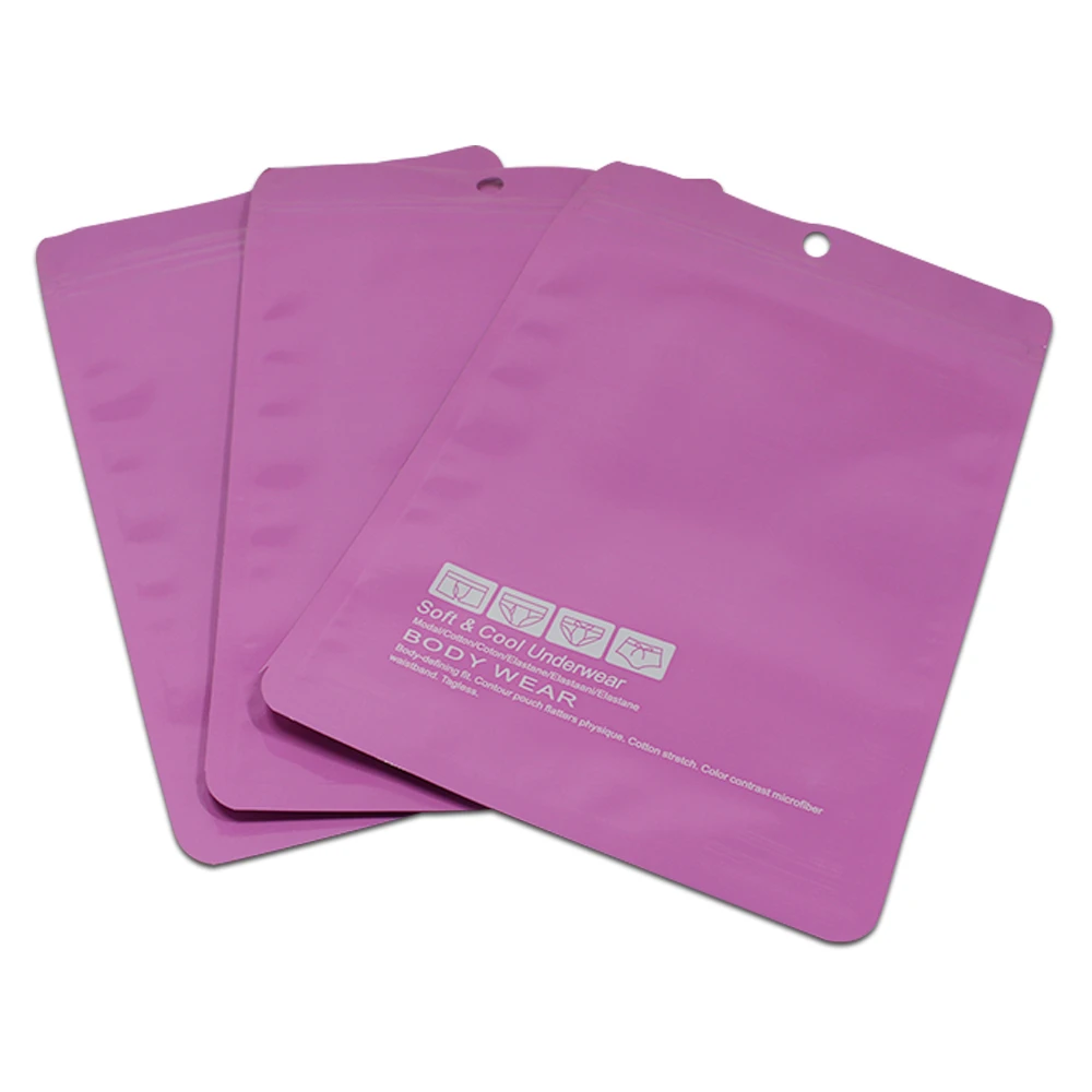 14x21cm 50Pcs Pink Clear Plastic Underwear Zip Lock Packaging Bag with