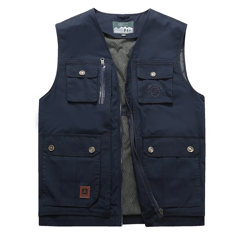 

AFS ZDJP Plus Size 7XL 8XL 9XL Vest Men 2018 Spring Autumn Male vest multi-pocket fishing photography outdoor leisure large