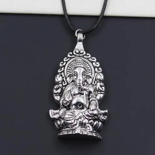 Ожерелье Ганеша цепь большой кулон индуистский слон Бог Ганеш Религия Ювелирные изделия подарок - Окраска металла: rope necklace