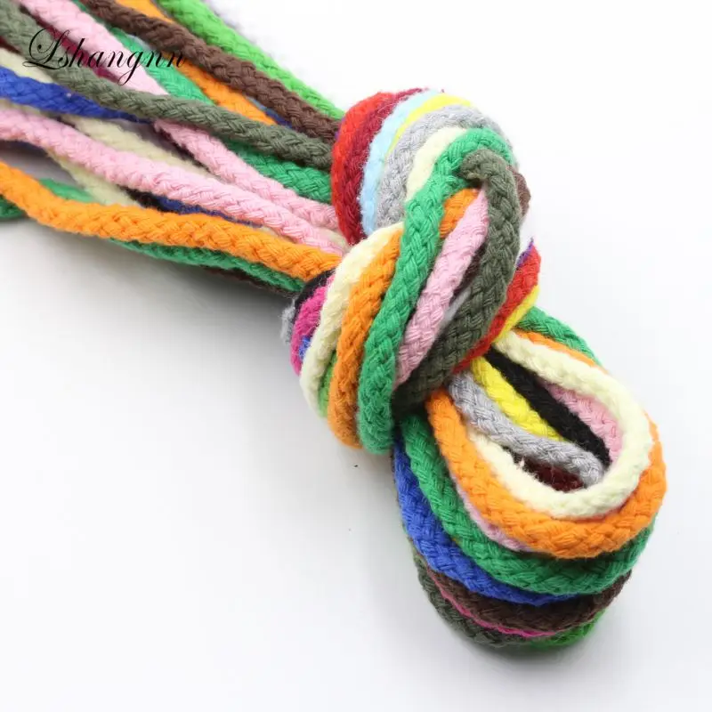Lshangnn 5mm Diy accessories twisted round 100% cotton cord decoration rope Beige cotton rope hand woven drawstring 24color
