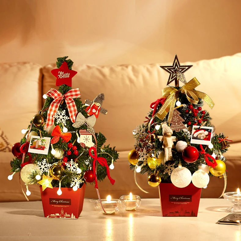 

Hot Selling Newest 2019 Christmas Tree Set Tabletop Mini Christmas Tree Set Korean Gift Decorations Sent Colorful Lights 50cm