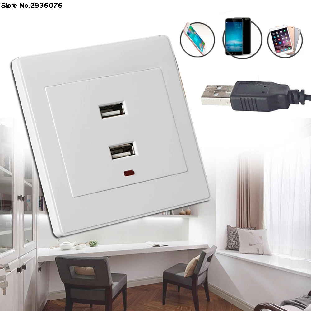 

Dual USB Wall Socket Charger AC/DC Power Adapter Plug Outlet Plate Panel