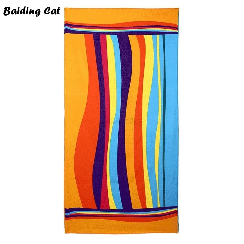 

Fahsion Colorful Stripes Beach Towel 150*70cm Summer Adult Kids Microfiber Bath Towels Absorbent Drying Washcloth Travel Towel
