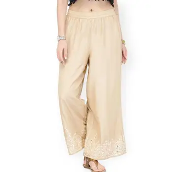 

New Cotton India Traditional Woman Broad-legged Trousers Ethnic Style Spring Summer Embroidery Bottoms Pants For Woman