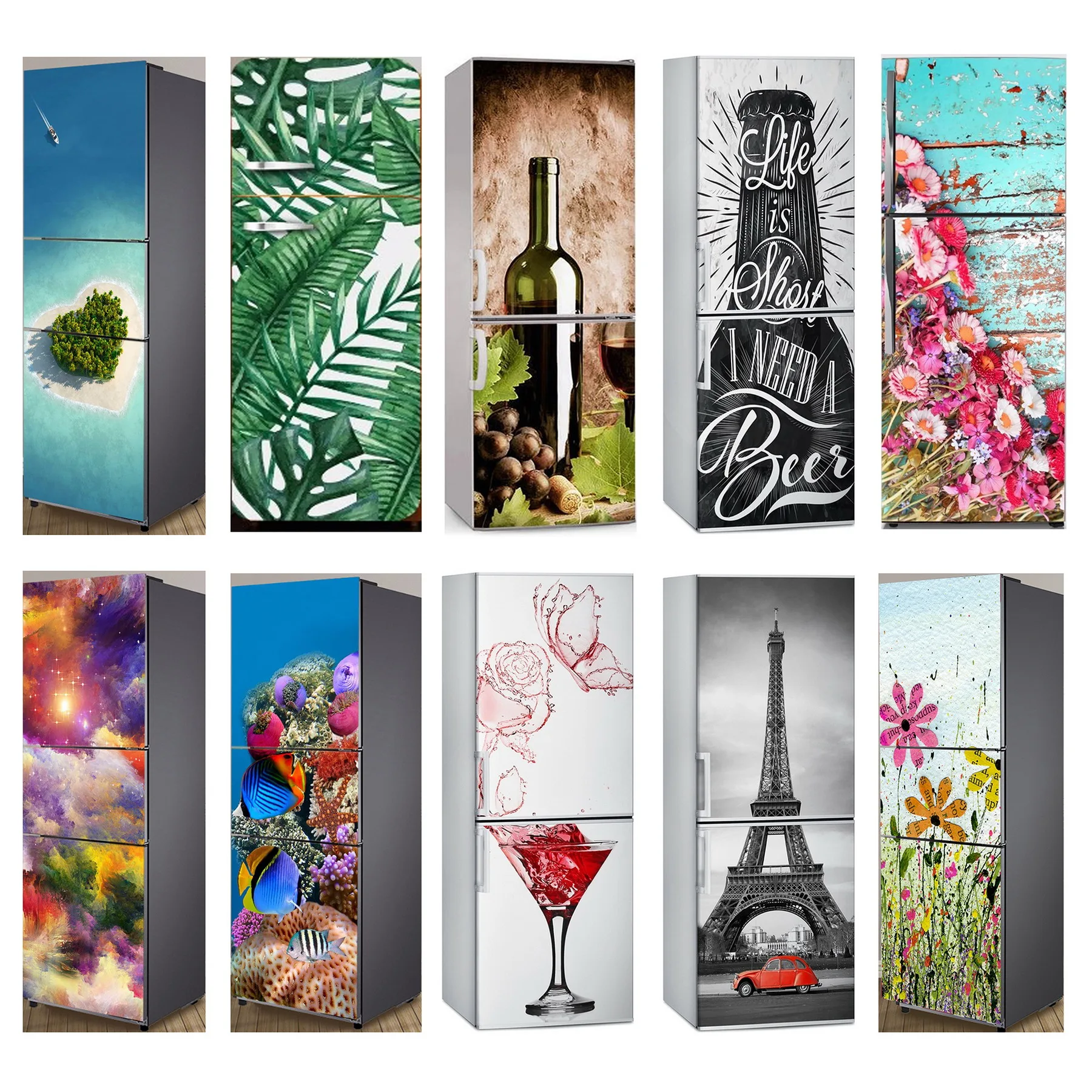 

Wholesale 3D Fruit Vegetables Self Adhesive Dishwasher Refrigerator Freeze Sticker Kid's Art Fridge Door Cover Wallpaper