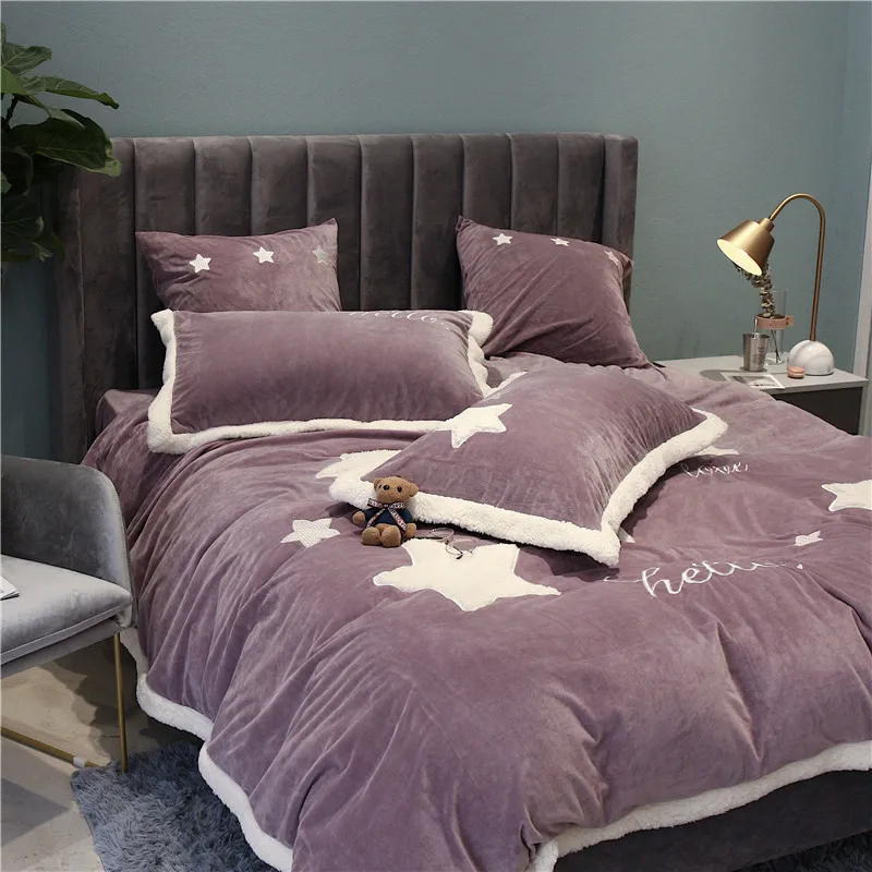 Постельное белье со звездами Набор queen king size флисовый постельный комплект ткань декоративная наволочка простыня/постельное белье набор пододеяльников
