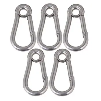 

5PCS M6 Secure Lock 304 Stainless Steel 60mm Hook Carabiner Eyelet