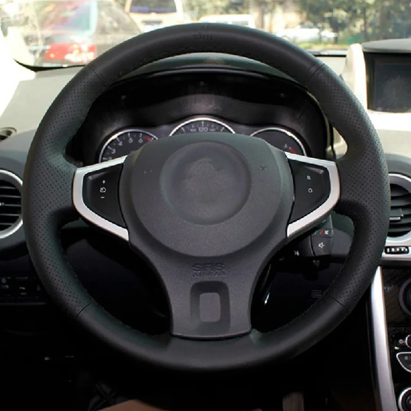 

Free Shipping High Quality cowhide Top Layer Leather handmade Sewing Steering wheel covers protect For Renault Koleos