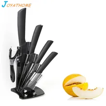 Joyathome 6pcs Black Blade Ceramic Knife Set 3 4 5 6 Inch Peeler with Acrylic Knife Holder Zirconia Ceramic Blade Chef Knives 4 chic chefs horizontal ceramic knife 10 3cm blade
