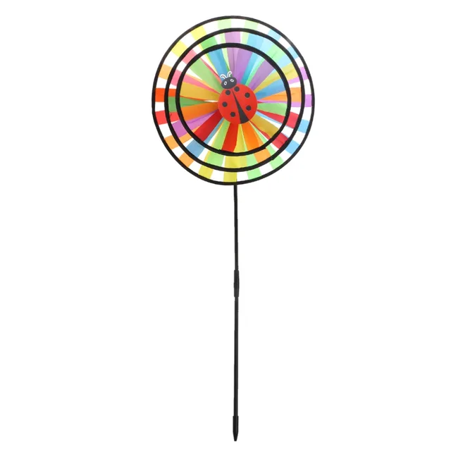 New Colorful Rainbow Triple Wheel Wind Spinner Windmill Garden Yard Outdoor Decor Kids Toys 2
