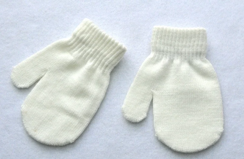 Зимние вязаные перчатки для маленьких мальчиков и девочек возрастом от 1 года до 4 лет, теплые рукавицы, перчатки для детей, для малышей, для детей, TS168 - Цвет: white