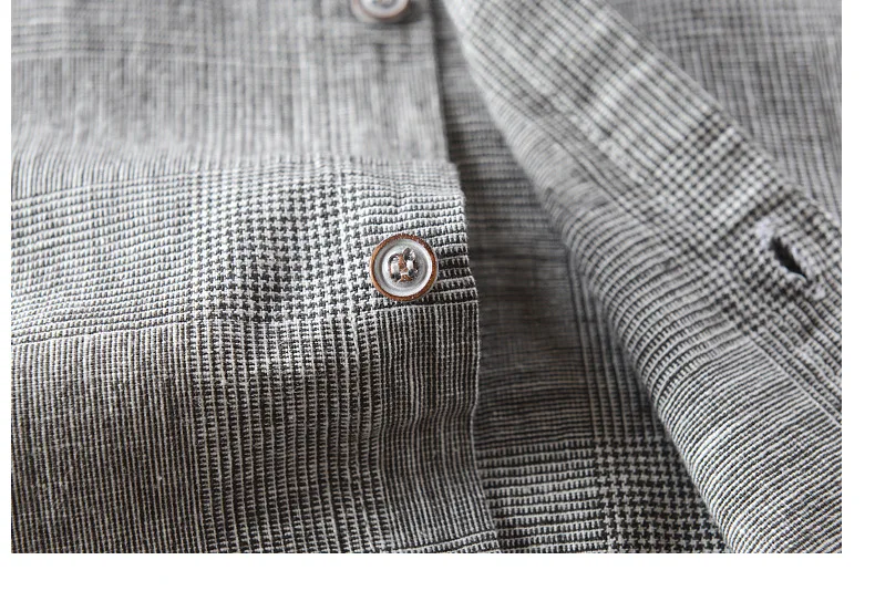 2019 повседневные мужские рубашки Slim Fit Винтаж 55% лен 45% хлопок рубашка мужская с длинным рукавом брендовая одежда Y1665