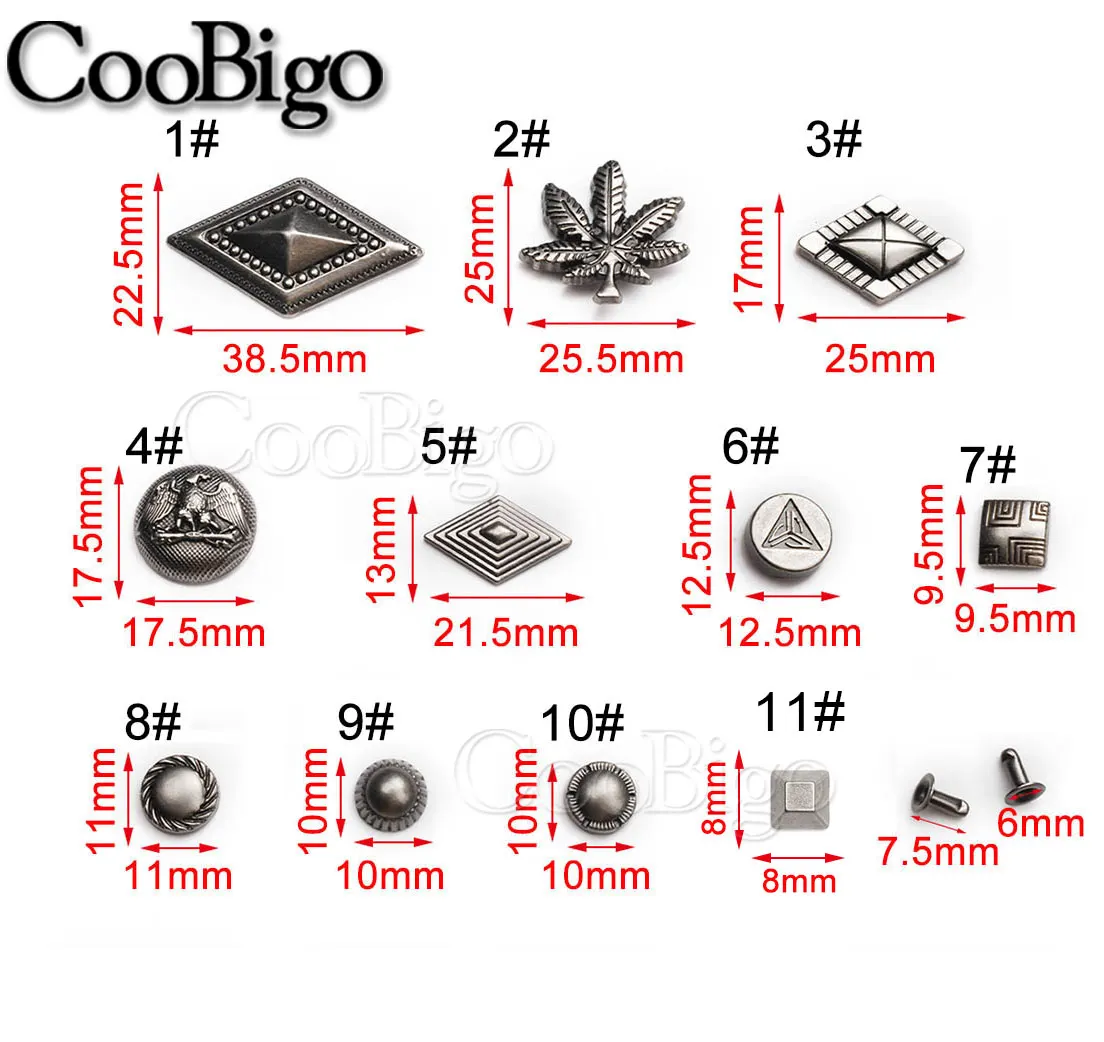 Metal Rivet Spike Stud Punk Rock Riveter Studs for Leather Bag Belt Clothes Shoe DIY Craft 5 Sets metal rivets metal studs leather rivets