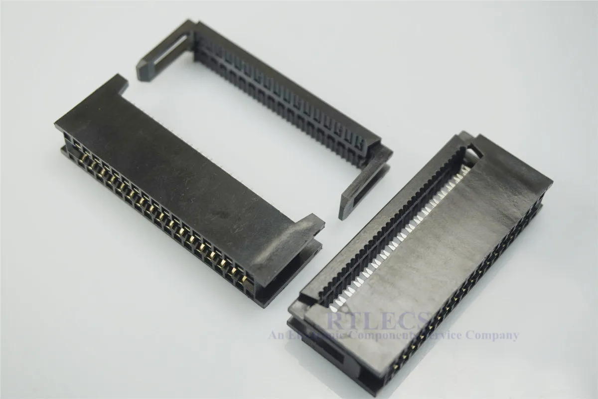 2 pcs IDC Type Card Edge Connector Slot 2.54 mm Pitch 10 14 16 20 24 26 30 34 40 50 60 64 Pin PCB Socket Flat Cable 1.27 mm