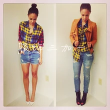 EQ new 100 silk font b women b font colorful plaid font b shirt b font