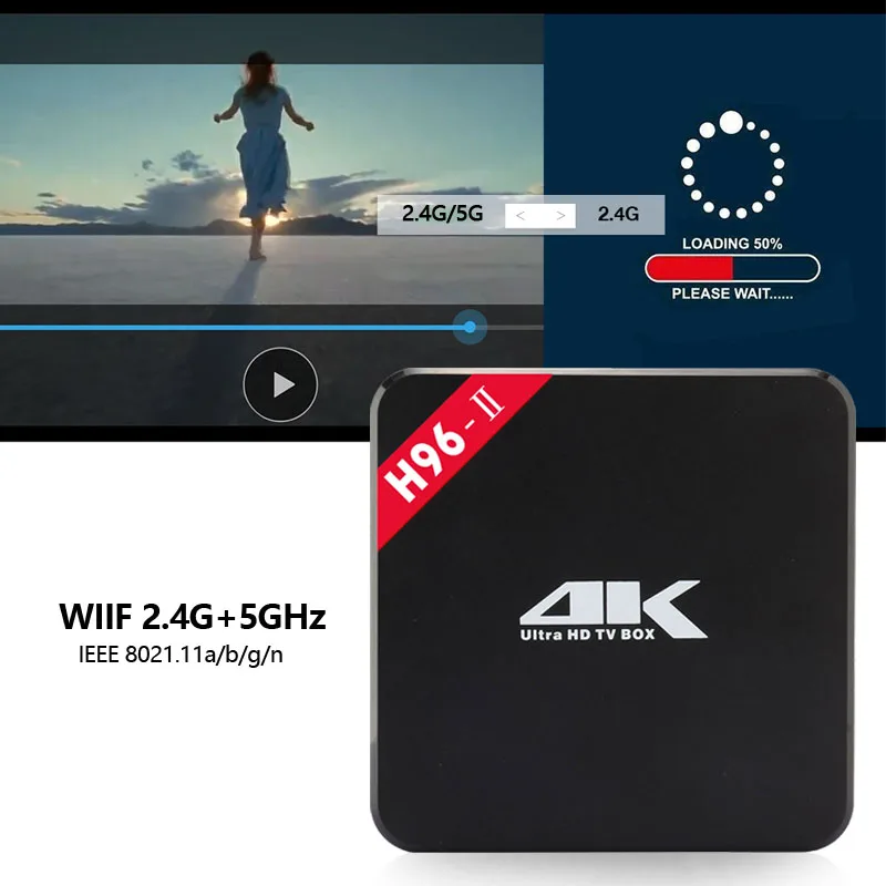H96 II 4K Amlogic S905X четырехъядерный Android 7 1 ТВ приставка 2 Гб 16 4G/5 0 ГГц Wifi HD Смарт IPTV