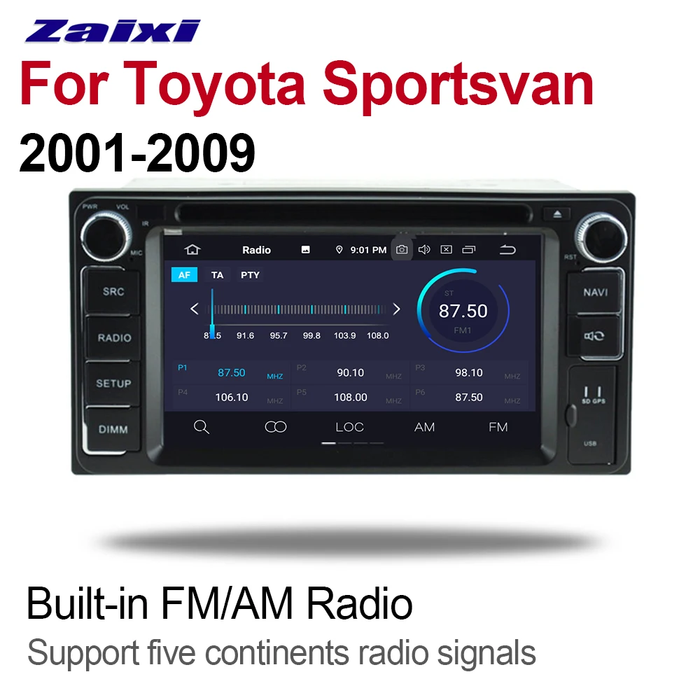 Best ZaiXi For Toyota Sportsvan 2001~2009 2 DIN Car Android 9 GPS Naviation Multimedia system Bluetooth Radio Amplifier WIFI HD 4