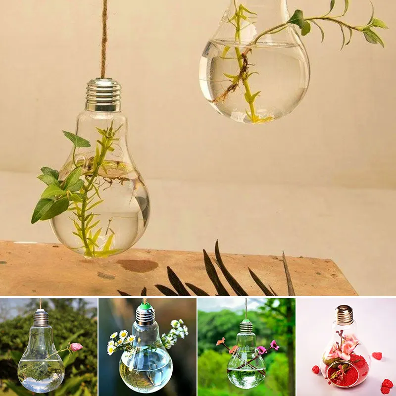 

SOLEDI Bulb Hanging Glass Vase Terrarium Glass Containers Decoration Flower Vase Verre Teraryum Glazen Bol Plant Stand