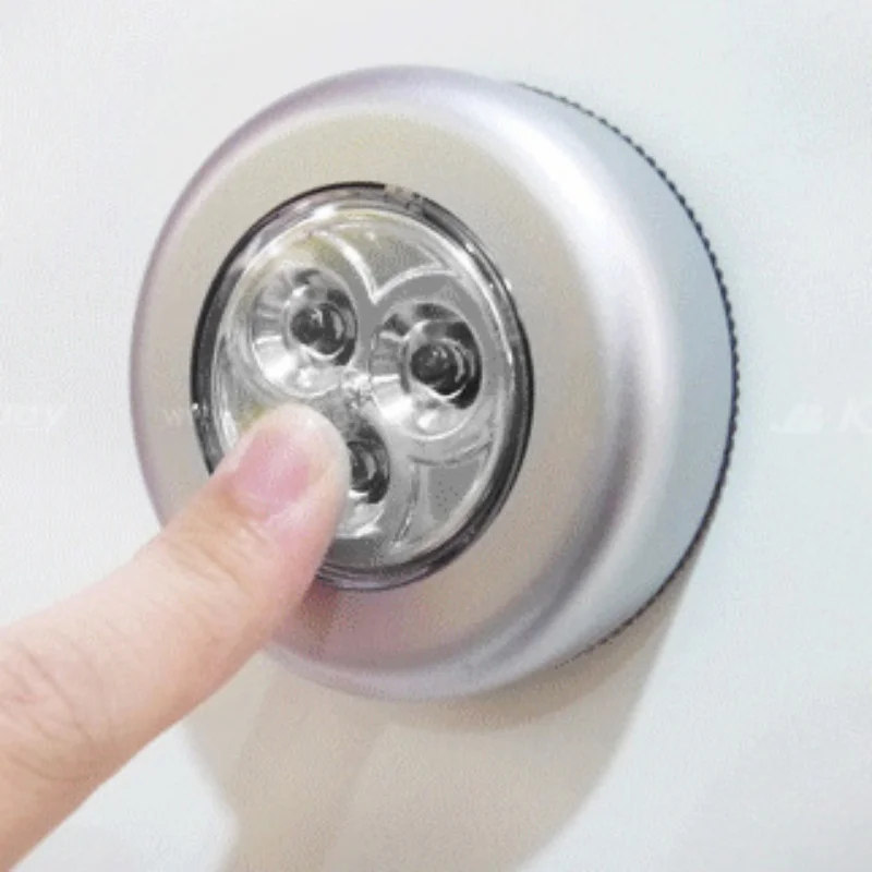 Batteries Powered Stick Tap LED Touch Lamp 3LEDs Round Veilleuse Mini