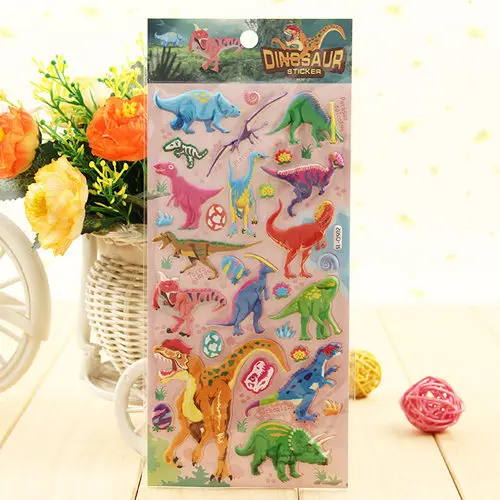 Free shipping 4 sheets cool dinosaurs animal anime 3D foam stickers party supplies decoration kids gift children game toys boys 4