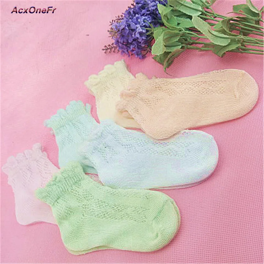 2 pairs/lot Cheap Baby Girl Socks White Pink Toddler Lace Ruffle Mesh