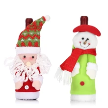 Рождественская бутылка вина сумка Обложка на Рождество вечерние украшения для праздника Отец Рождественский Рисунок снеговика подарки Рождественский Декор