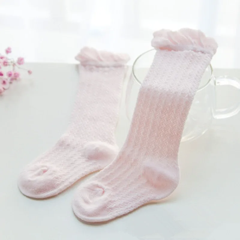 Милые детские носки для девочек, детские хлопковые Дышащие носки в сеточку, модные эластичные кружевные летние Новые Гольфы с цветами