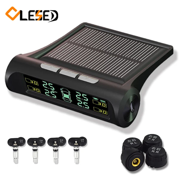 

TPMS Tire Pressure Alarm Monitoring System Tyre Pressure Sensor Auto Security Alarm monitor System Solar Power charging For Car