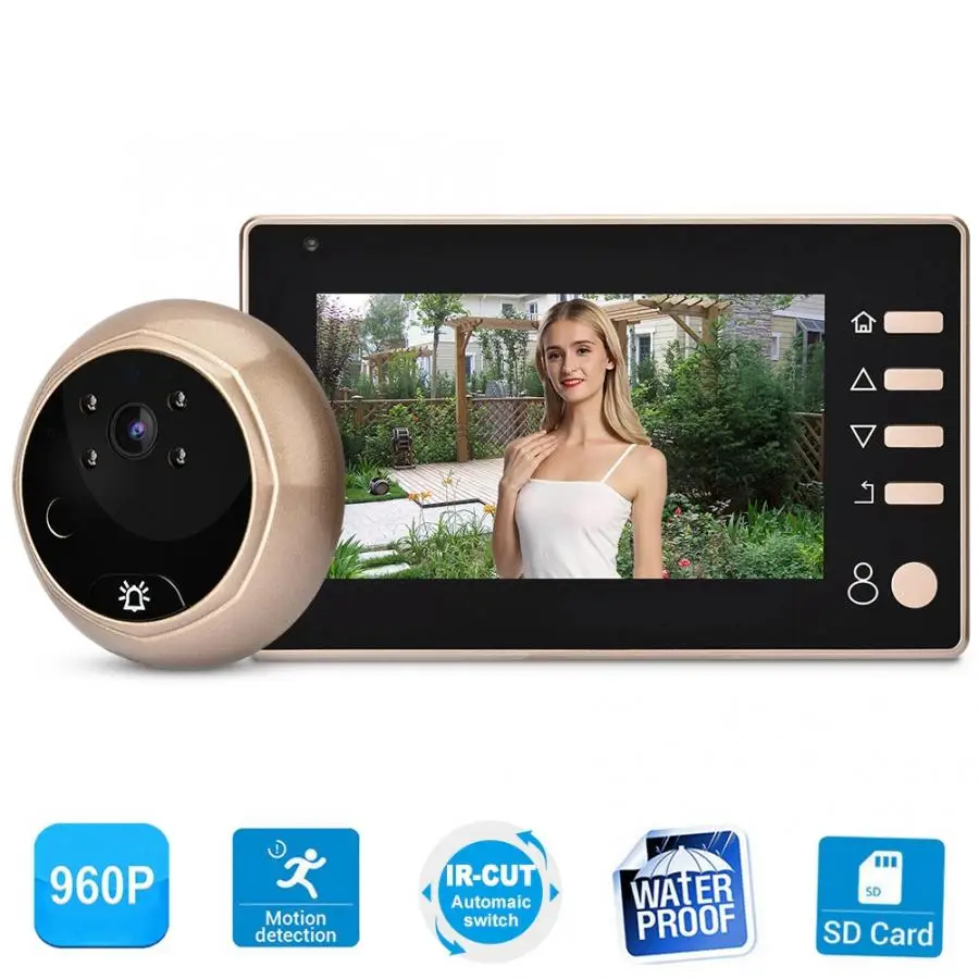 4 3 дюймовый умный дверной звонок 1MP HD камера кошачий глаз монитор видео комплект