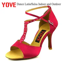 YOVE стиль w134-25 танцевальная обувь Бачата/Сальса крытый и открытый Женская танцевальная обувь