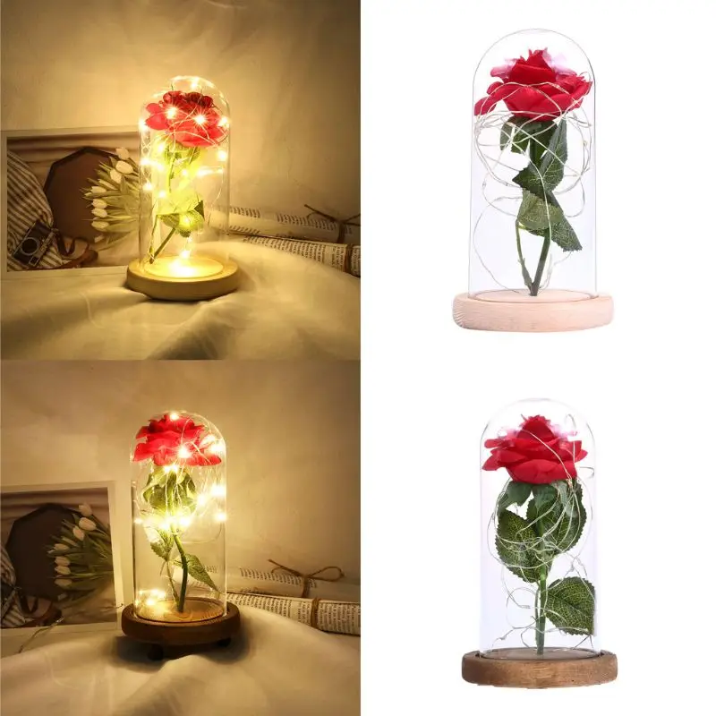 1 Set Desk Ornaments Rose Glass Cover Wedding Valentine's ...