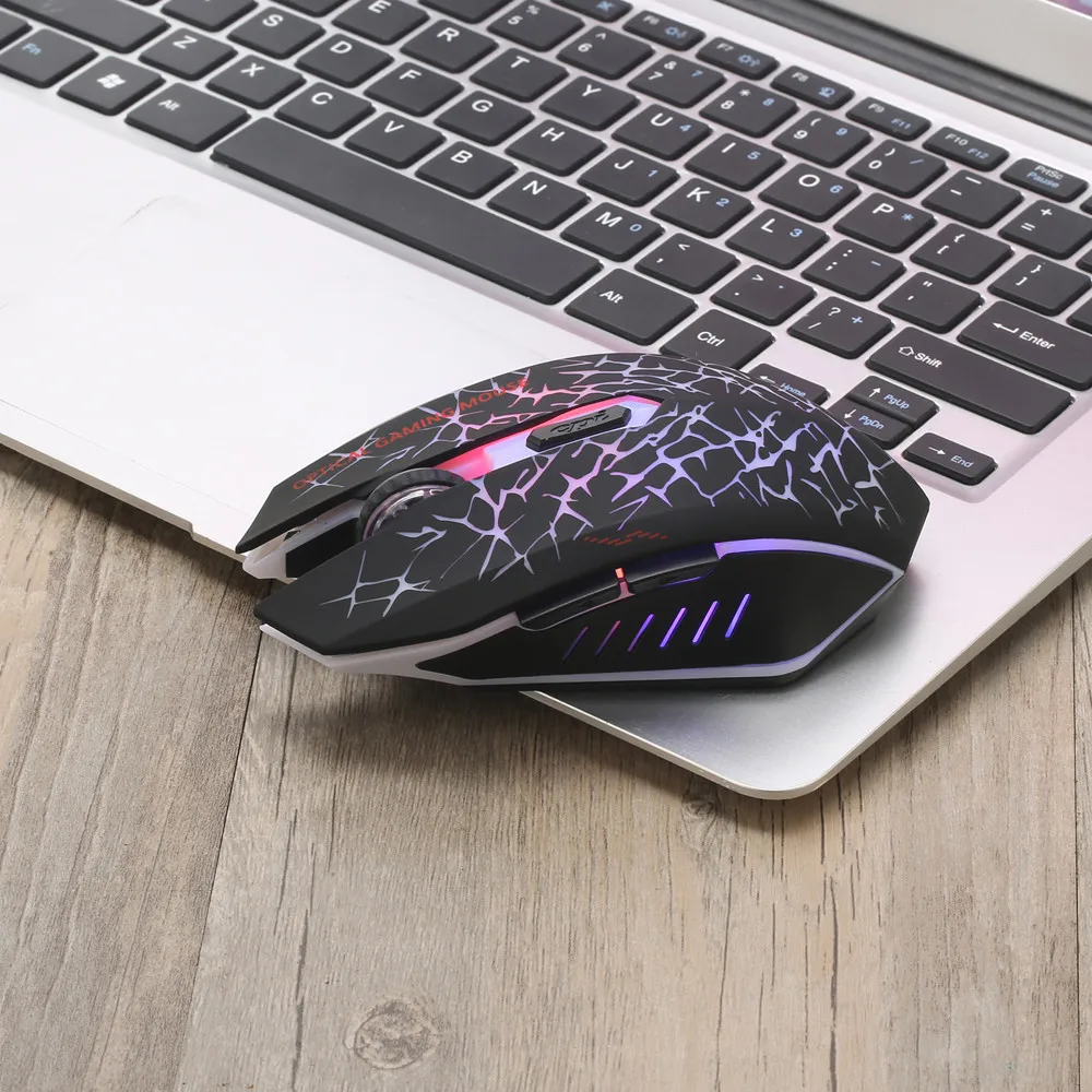 Беспроводная Бесшумная эргономичная игровая мышь с USB зарядкой светодиодный