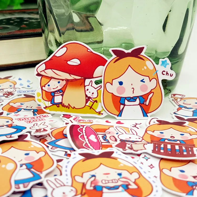 

40pcs/bag Alice in Wonderland style album Scrapbook waterproof decoration stickers DIY Handmade Gift Scrapbooking sticker