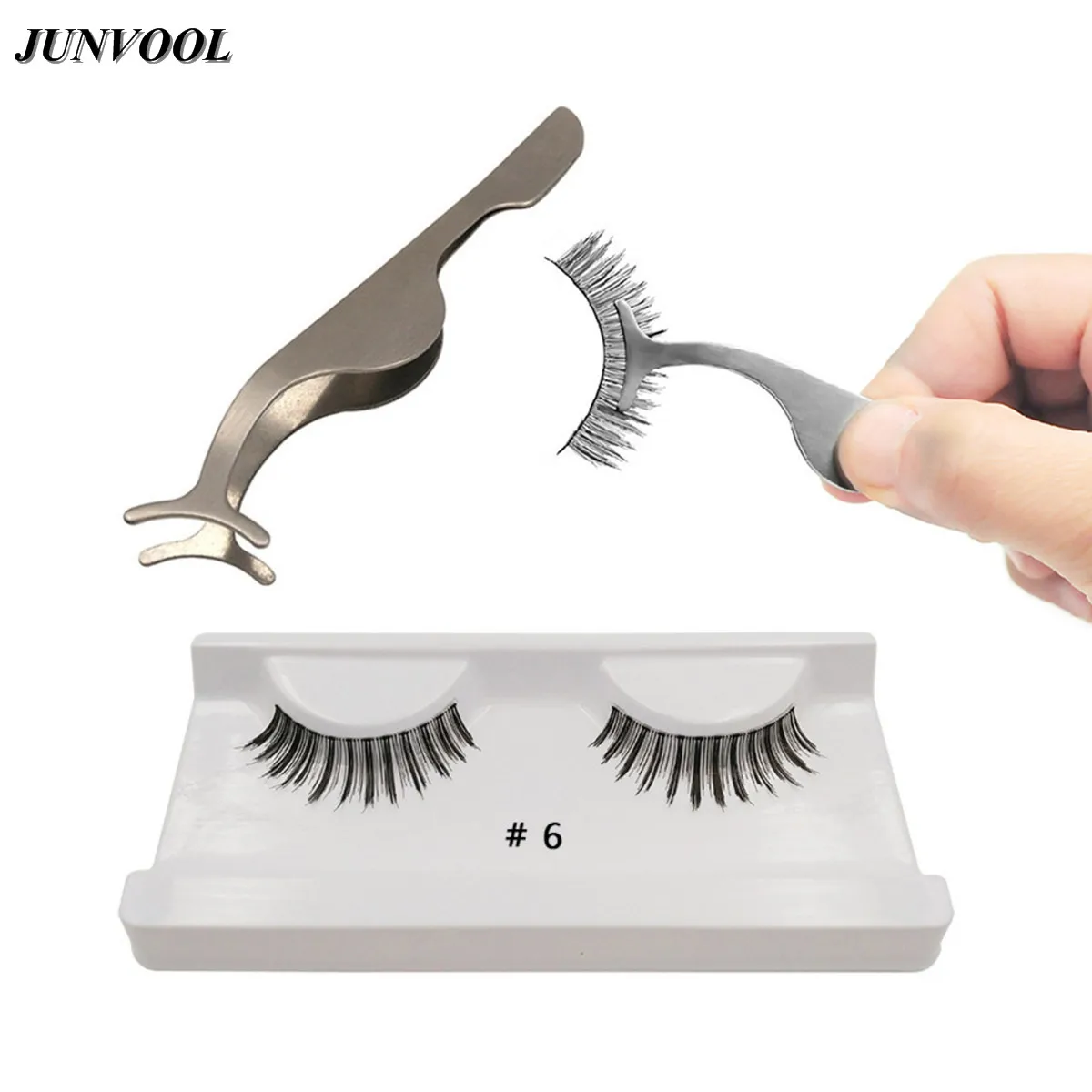 Buy 1 Pair False Eyelashes + 1 Fake Eye Lash Tweezers Applicator Clip Makeup