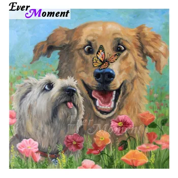 

Ever Moment Diamond Painting Picture Of Rhinestone Dog Flower Butterfly 5D DIY Handmade Full Square Diamond Embroidery 3F985