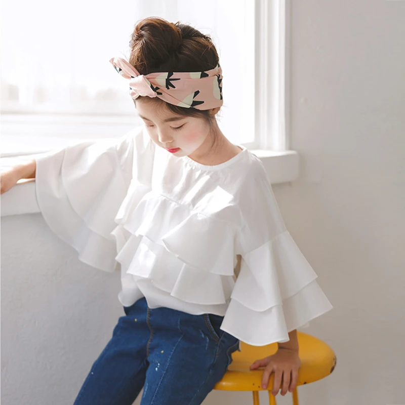 2021 New Spring Cotton Ruffles White Teenage Kids Girls Blouses Shirts Baby Clothes School Autumn Summer Children Fashion Tops Girls Blouse Designs Girls Blousekids Girls Blouse Aliexpress
