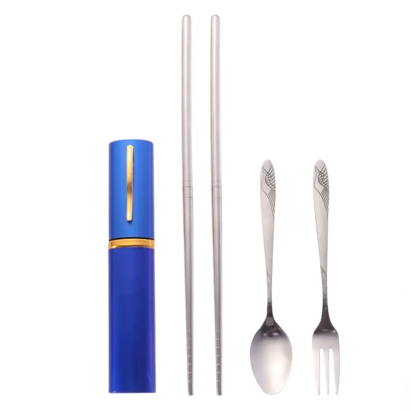 

Stainless Steel Portable Tableware Set Dinner Service Folding Chopsticks Spoon Fork Cutlery Set with Case for Travel Camping