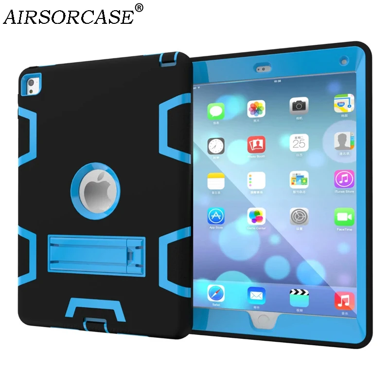 

9.7'' for Apple iPad Pro 9.7 (2016) Tablet Case Color Shockproof Protective Cover Hard PC & Silicone Hybrid Kickstand Back Cover
