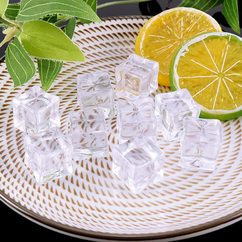 

10Pcs Fake Ice Cubes Reusable Artificial Acrylic Crystal Cubes Whisky Drinks Display Photography Props Wedding Party home Decor