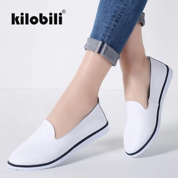 

kilobili Women Ballet Flats Shoes Genuine Leather Slip on ladies Shallow Moccasins Casual Shoes Female Summer Loafer Shoes Women