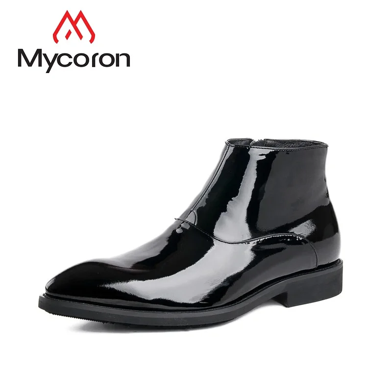 

MYCORON New Arrivals Winter Luxury Product Winter Shoes Pointed Toe Men Boots Business Leather Ankle Men Boots Stivaletti Uomo