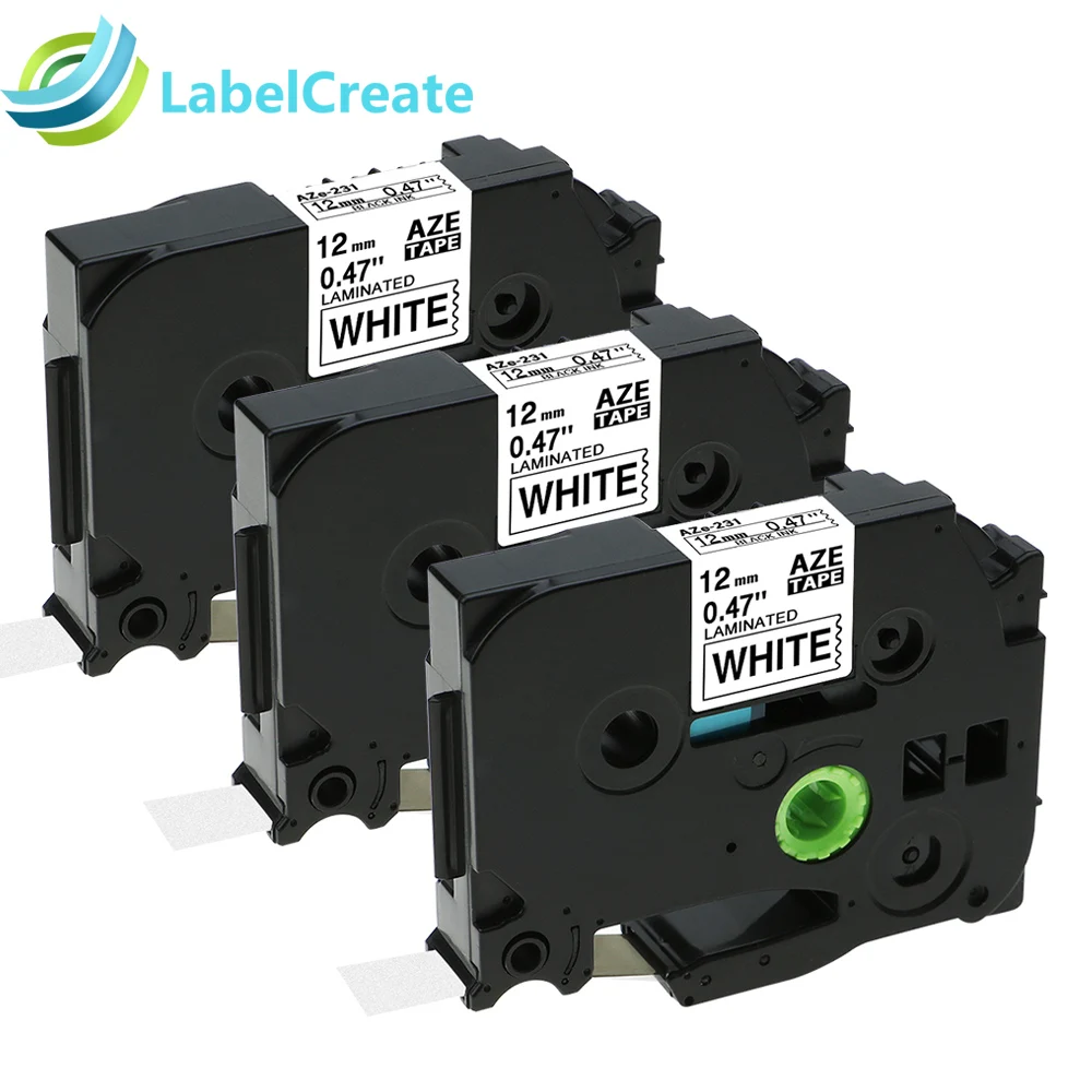 3 Packs TZe 231 Compatible Brother P touch Label Tape TZe 231 Black on