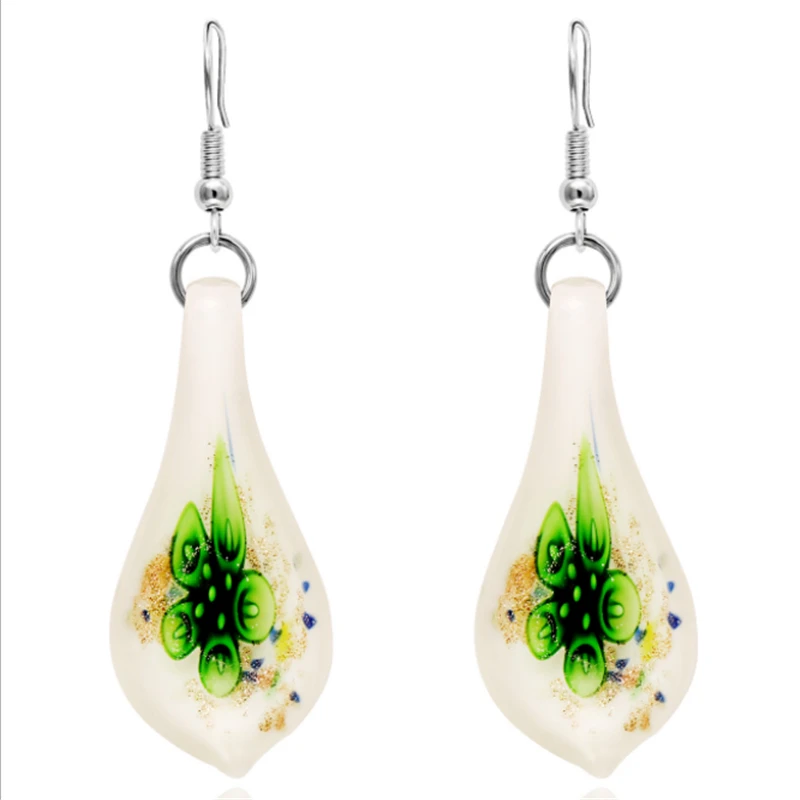 New Fashion Female Water Drop Earrings Handmade Glass Flowers Ethnic Dangle Earrings for Women Girl Jewelry wedding Gifts Fashion Jewelry
