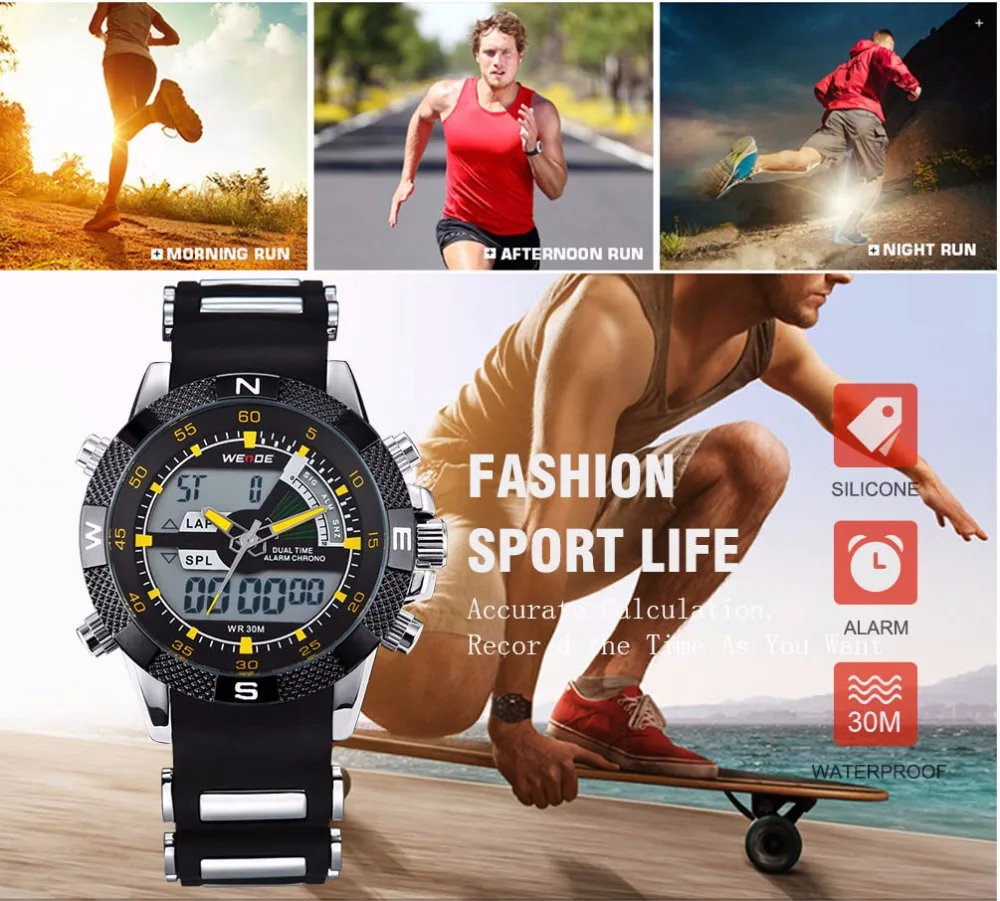 WEIDE подлинные наручные часы лучший бренд класса люкс кварцевые автоматические horloge водонепроницаемые спортивные часы мужские армейские