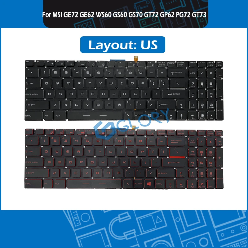 For MSI GE62 GE72 GS60 GS70 GT72 GS60 GS70 WS60 English Keyboard No Backlit
