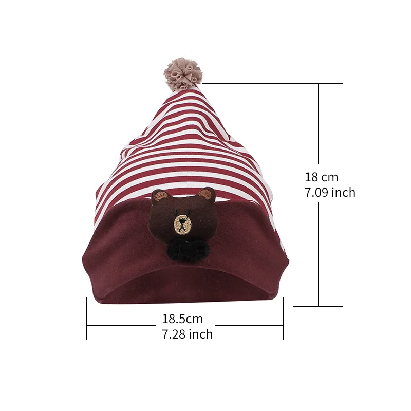 Striped Cotton Newborn Baby Hat Cartoon Bear Infant Beanie For Boys Cotton Newborn Baby Cap Spring Summer Baby Girls Clothing (14)